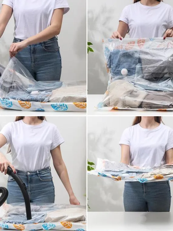 Вакуумный пакет для хранения вещей «Листопад», 60×80 см, с рисунком