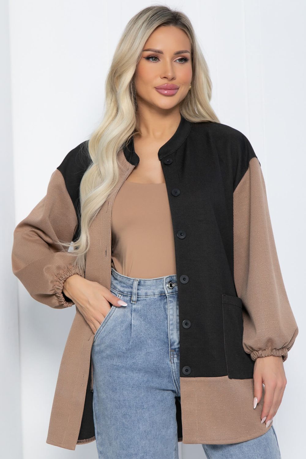 Рубашка Универ (бежево-черная) Б12494-24 LT Collection