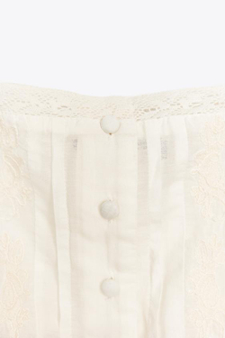 ZARA ТОП С ВЫШИВКОЙ И ЗАВЯЗКАМИ, ЭКРЮ