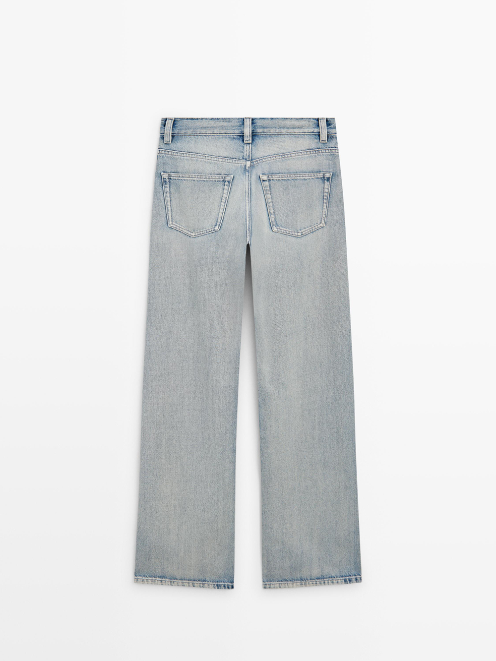 Massimo Dutti Джинсы с высокой талией и широкими штанинами, светло-голубой