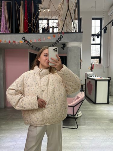 Пуховик Floral голубой