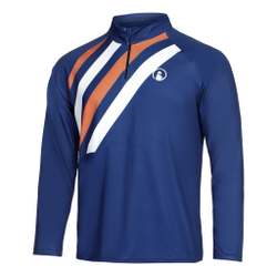 Мужское теннисное поло Quiet Please Retro Stripe Long Sleeve Men - Blue