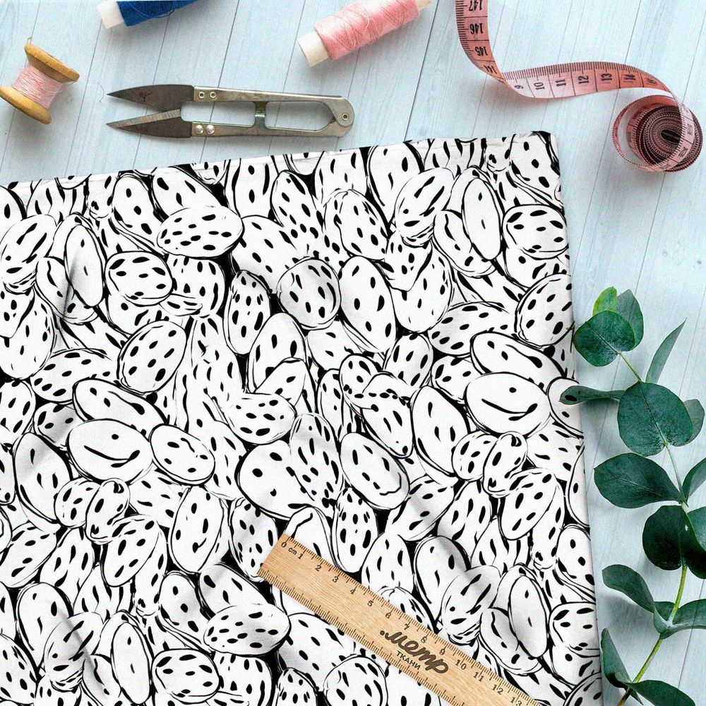 Ткань Барби черно-белый марш