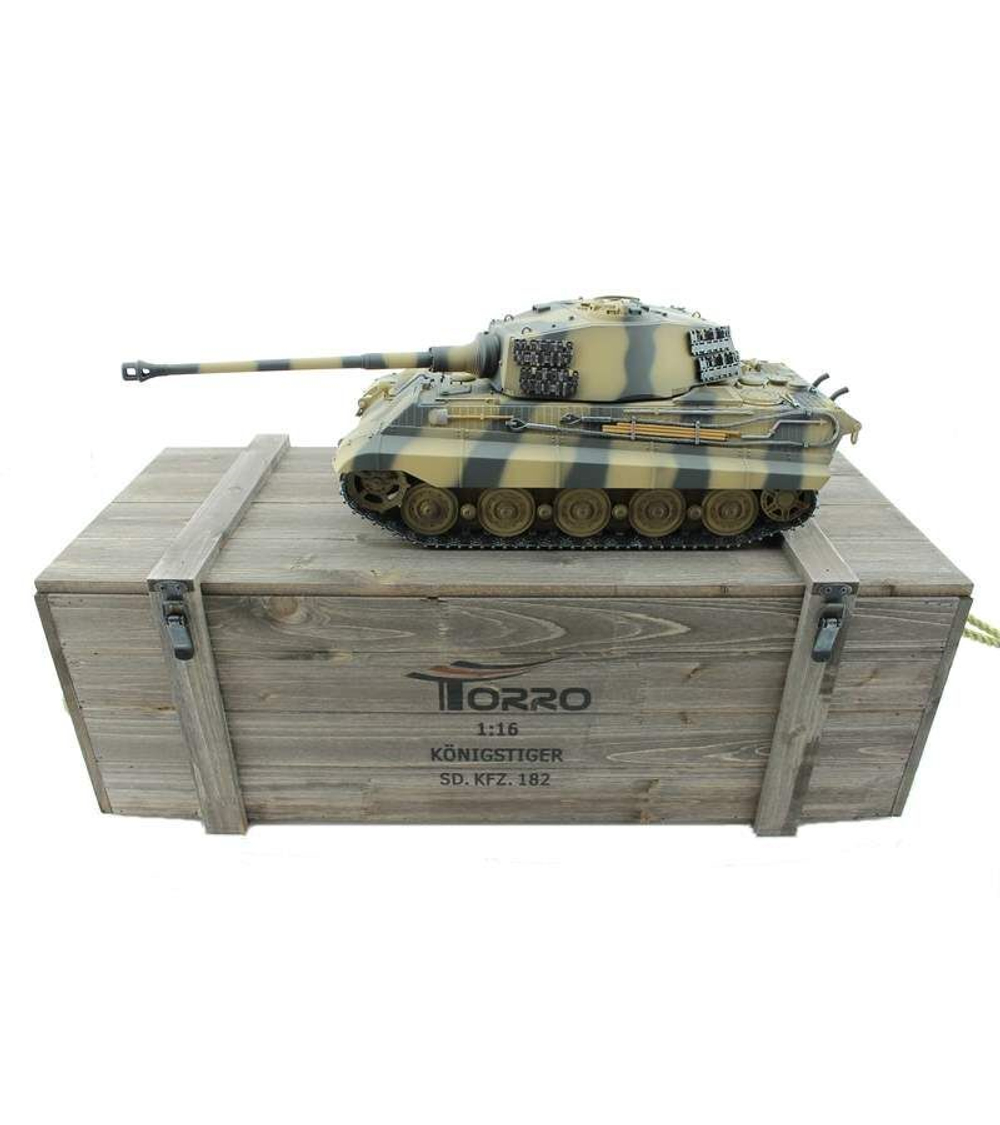 Р/У танк Torro King Tiger (башня Henschel) 1/16 2.4G, ВВ-пушка, деревянная коробка
