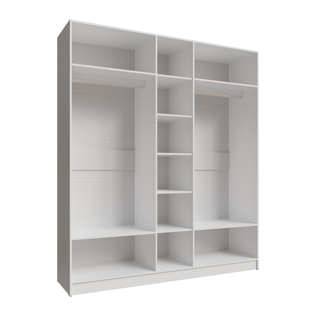 Шкаф Micon Мадрид, распашной, с зеркалом, ЛДСП, белый, 200х54х230 см