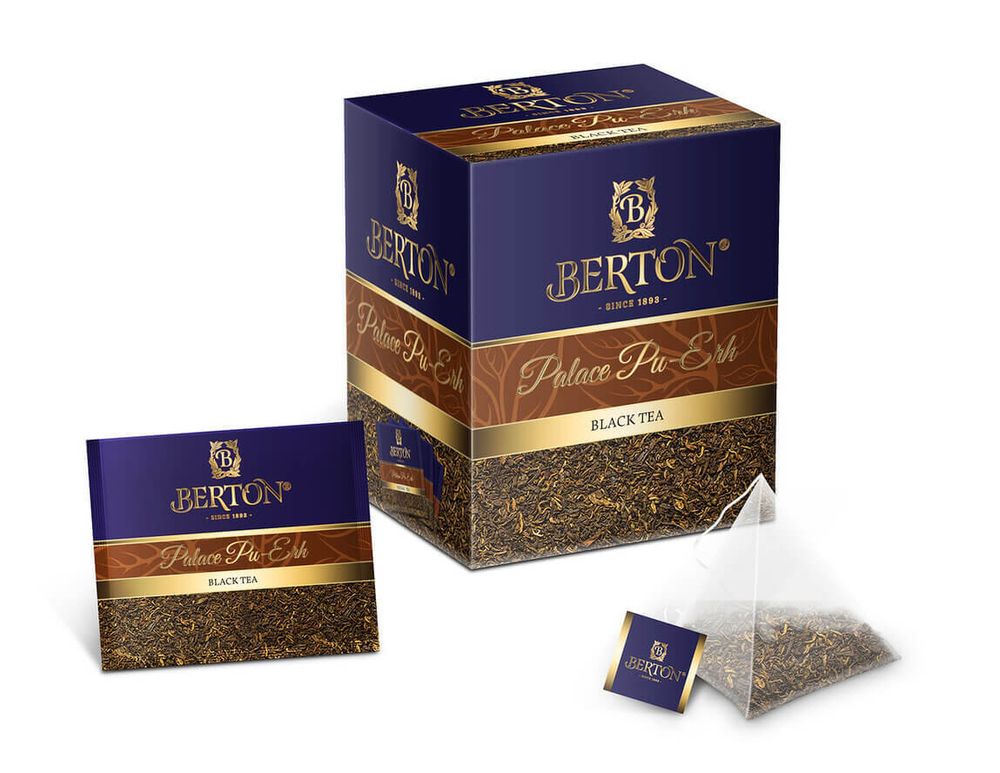 Чай черный Berton Дворцовый пуэр в пакетиках на чашку, 20 шт.