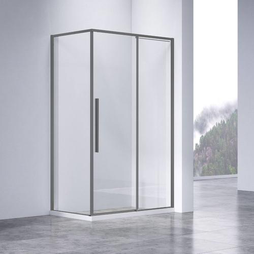 Душевой уголок Slim-N VSR-4SN8014CLGM, 1400*800, вороненая сталь, стекло прозрачное