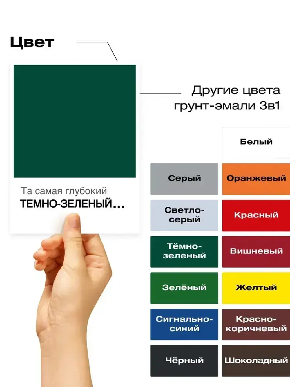 Грунт эмаль по ржавчине 3 в 1, Краска по ржавчине для металла, по дереву, глянцевая, Темно-зеленая RAL6005 / 0,9 кг
