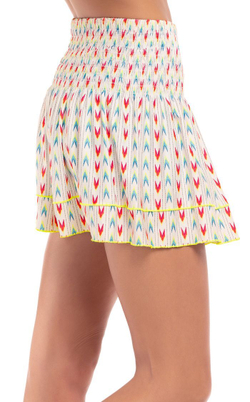 Теннисная юбка Lucky in Love Desert Vibes Long Arrowhead Smocked Skirt - white
