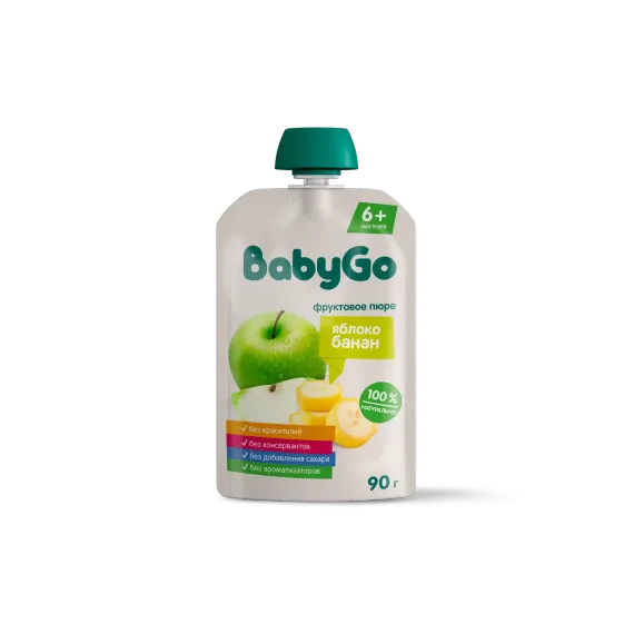 Пюре фруктовое Baby Go яблоко-банан 90г с 6месяцев