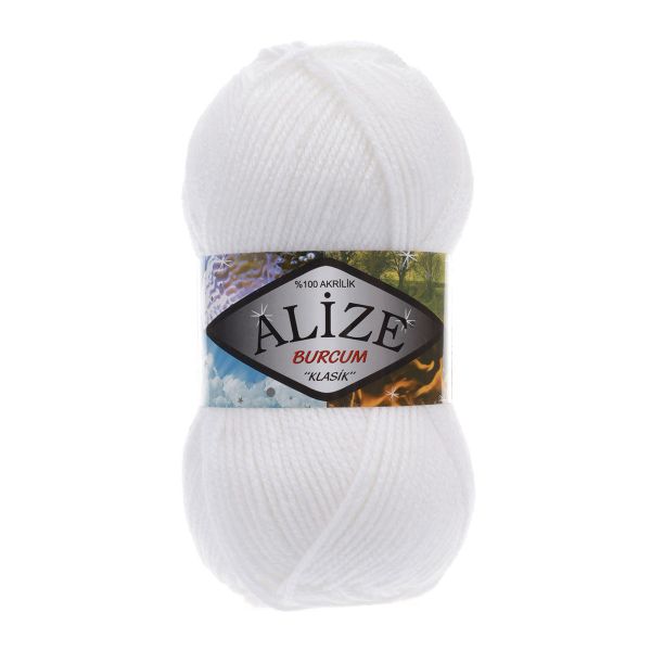 Пряжа Alize (Ализе) Burcum Klasik / уп.5 мот. по 100 г, 210м, 055 белый A
