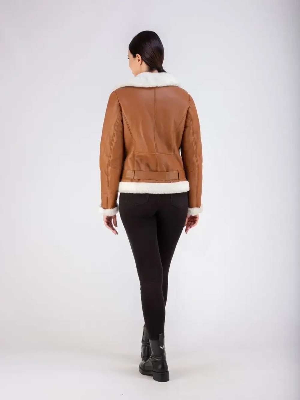 Дубленка зимняя натуральная короткая авиатор Турция