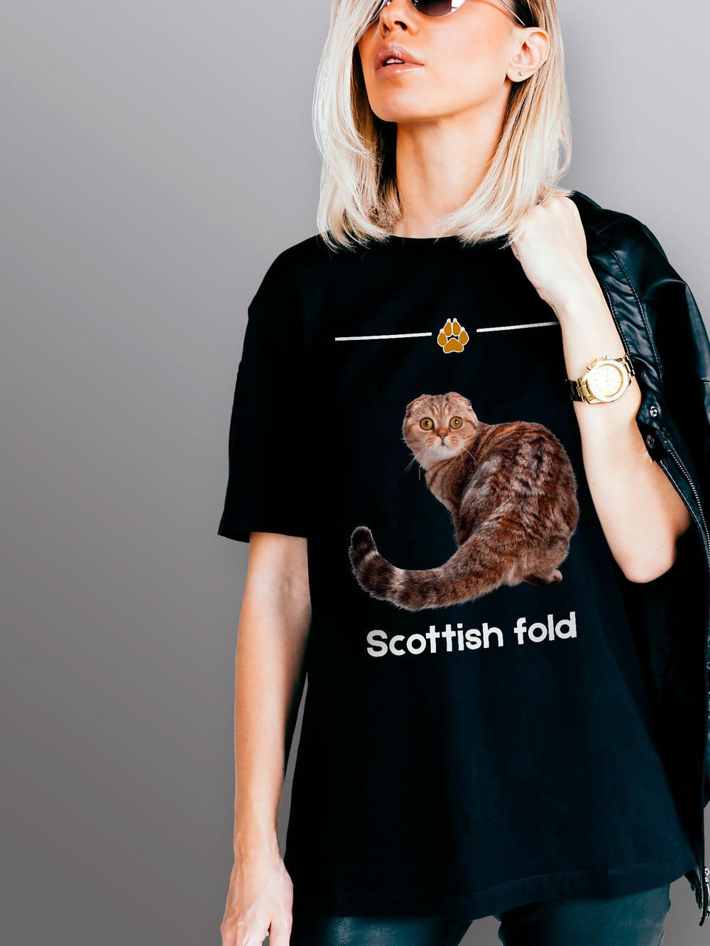Футболка шотландская вислоухая кошка
