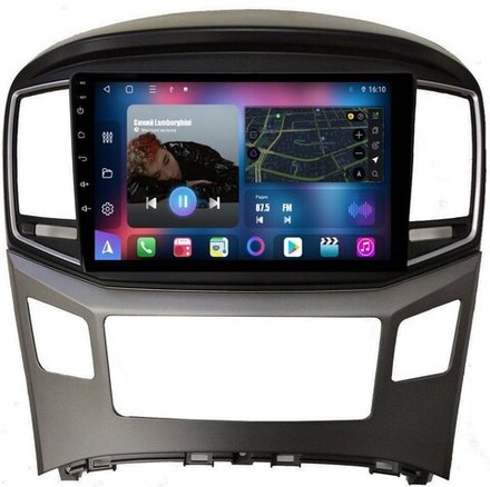 Магнитола для Hyundai H1, Grand Starex 2015-2022 (ШГУ монохром) - FarCar 586M монитор 9" QLED на Android 13, 8-ядер, CarPlay, 4G SIM-слот