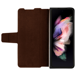 Кожаный чехол коричневого цвета для Samsung Galaxy Z Fold 4 5G, серия Aoge Leather от Nillkin (с эластичным карманом для хранения S-pen)
