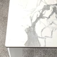 Стол прямоугольный CORNER 120 HIGH GLOSS STATUARIO Белый глянец керамика/ белый каркас