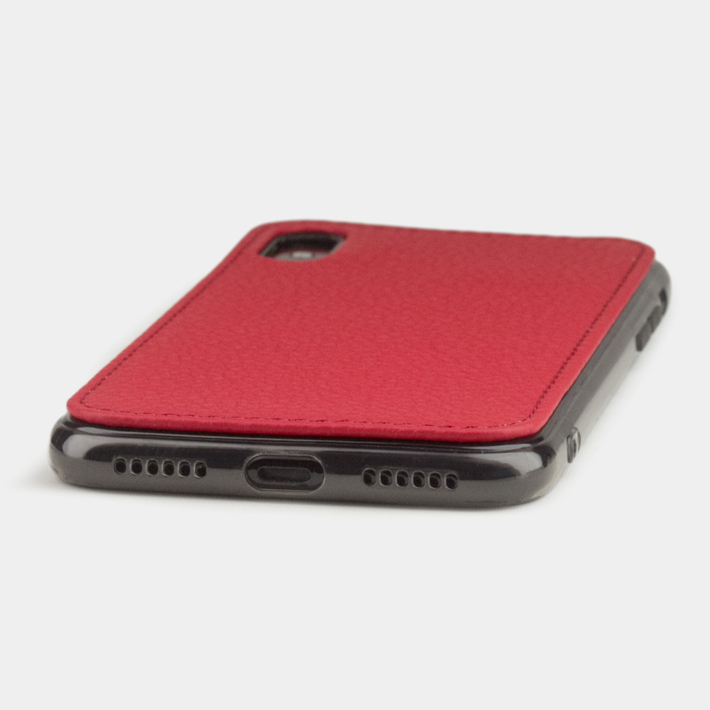 Чехол-накладка для iPhone X/XS из натуральной кожи теленка, красного цвета