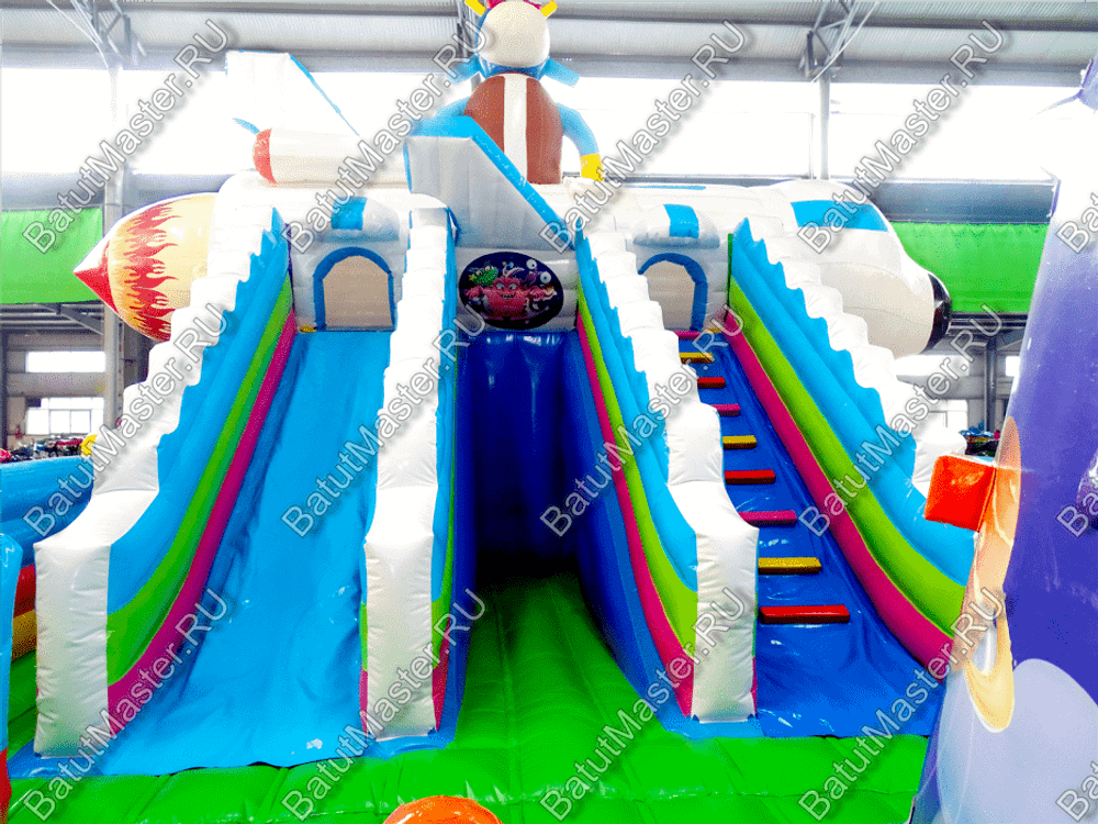 Коммерческий батут "Космические зверята" 14*7*6 м