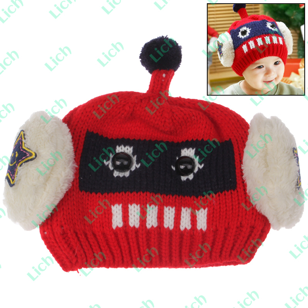 Шапка детская с ушками в виде головы робота