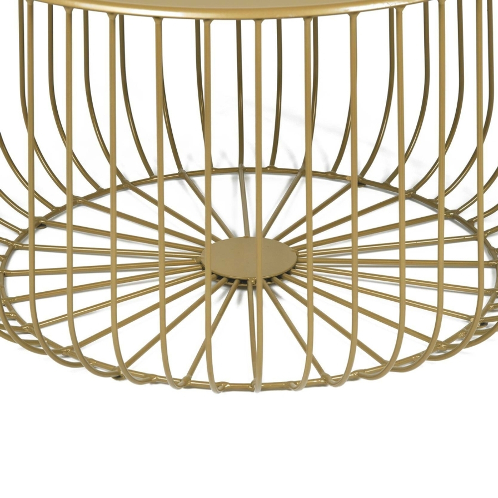Кофейный столик Flat cage диаметр 65 сталь, золото
