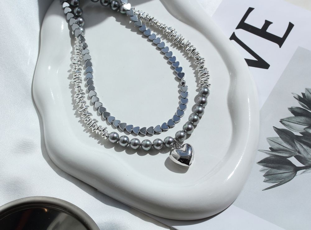 Чокер Сердечки из гематита