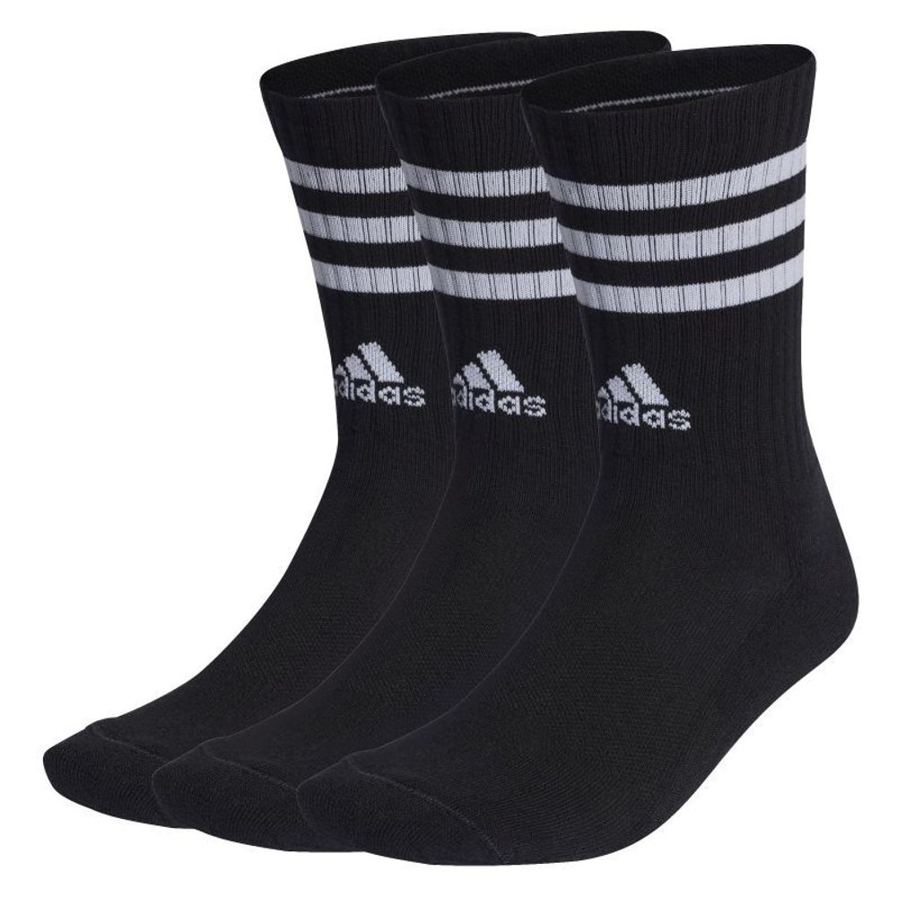 Теннисные носки Adidas 3-Stripes Cushioned Crew Socks 3P - black/white