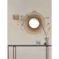 Зеркало настенное Vinger, Ø79 см, бежевое/золотое