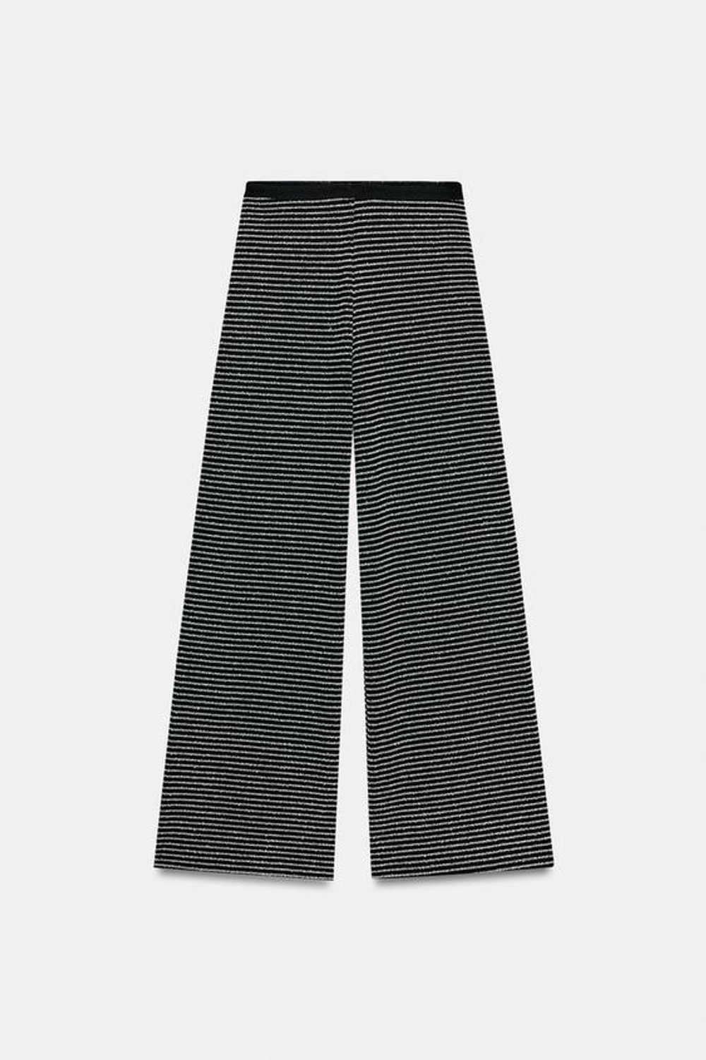 ZARA БРЮКИ ИЗ БУКЛЕ В ПОЛОСКУ, ЧЕРНЫЙ/ЭКРЮ