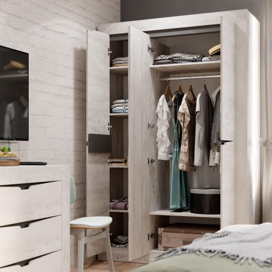 Леонардо bts ШК-35 Шкаф бетон пайн светлый/графит