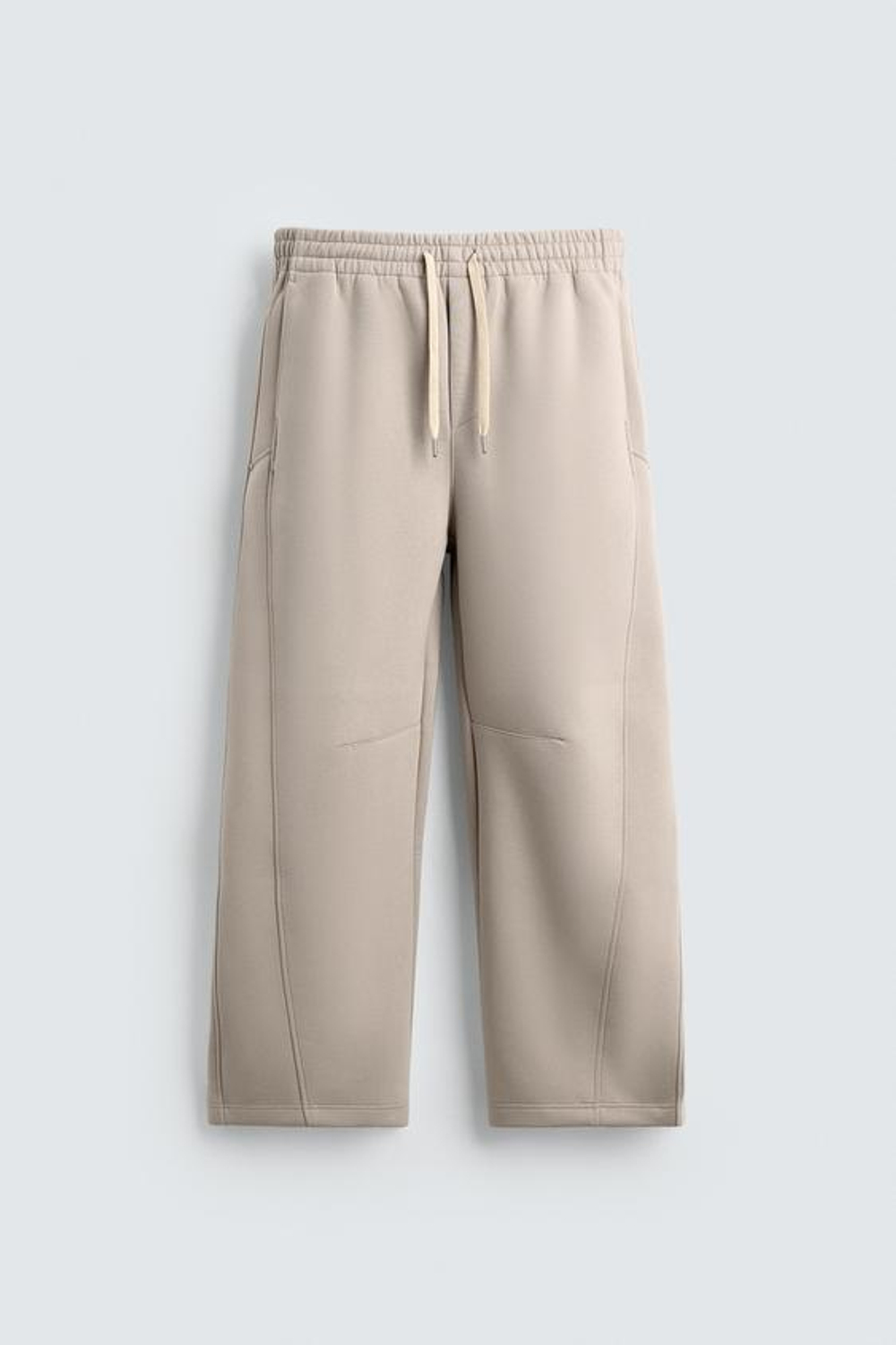 ZARA БРЮКИ BALLOON FIT С ЭФФЕКТОМ НЕОПРЕНА, КАМЕННЫЙ