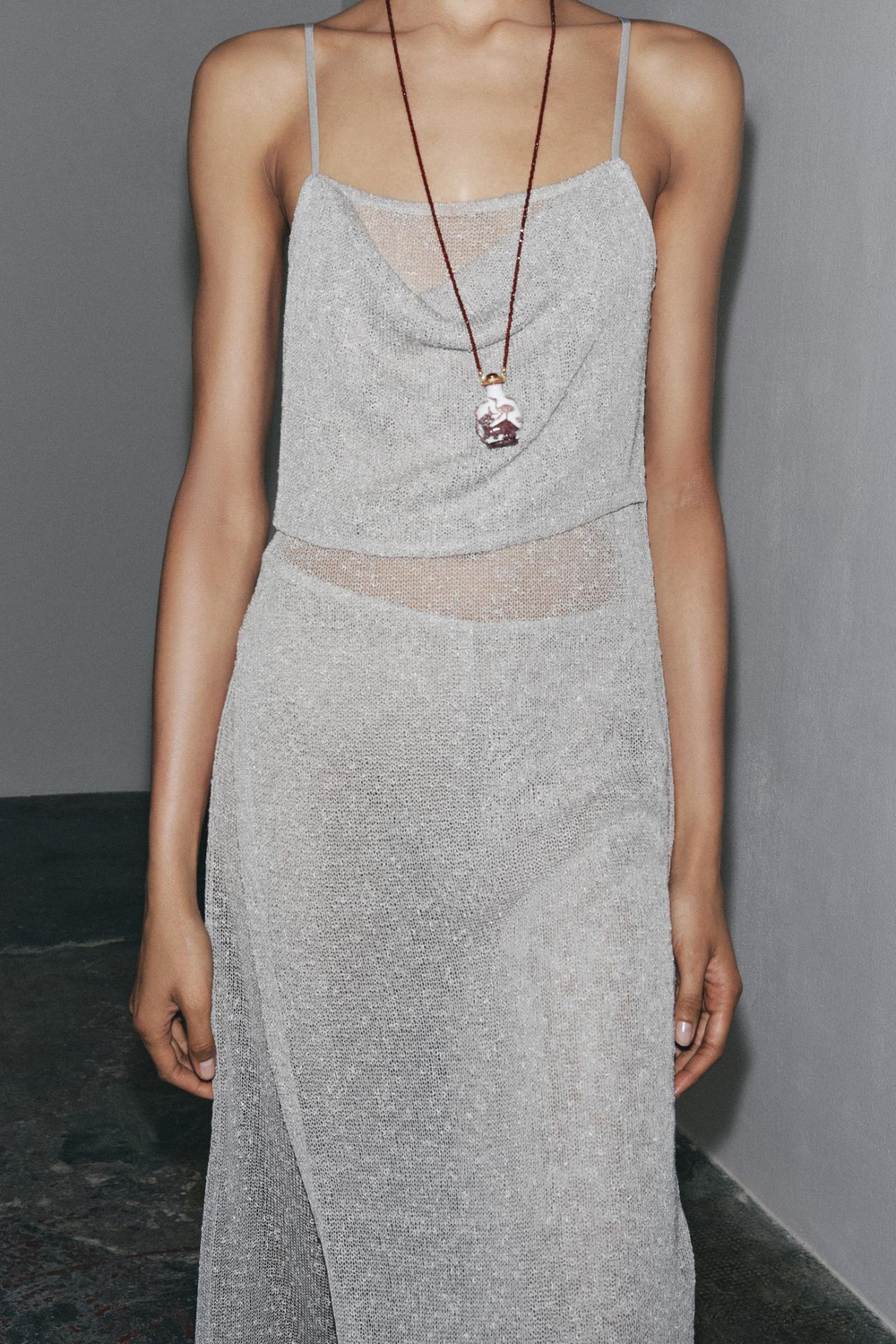 ZARA ДЛИННЫЙ ТОП, СВЕТЛО-СЕРЫЙ