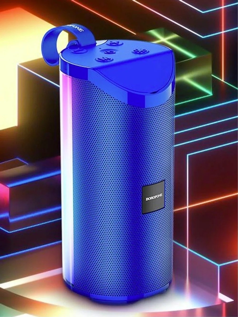 Портативная колонка Borofone BR5 с RGB подсветкой / Bluetooth 5.0 / AUX / USB / IPX5 / FM Radio