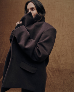 Полупальто из шерсти шоколадного цвета