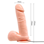 Телесный вибратор-реалистик с присоской и пультом управления - 19,5 см.