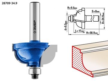 ЗУБР 34.9 x 19 мм, радиус 9.5 мм, фреза кромочная калевочная №7, Профессионал (28709-34.9)