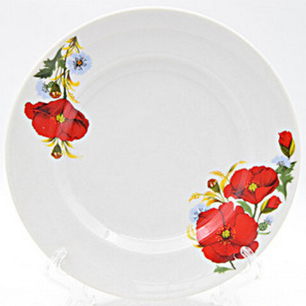 Тарелка мелкая "МАКИ КРАСНЫЕ (Идиллия)" 20 см, Беларусь.