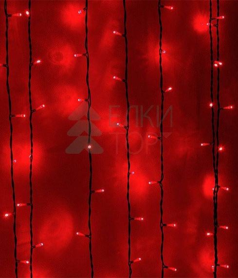 Светодиодный занавес 2*1 м, 220V., 200 красных LED ламп, черный ПВХ, Beauty Led (PCL202-11-2R)