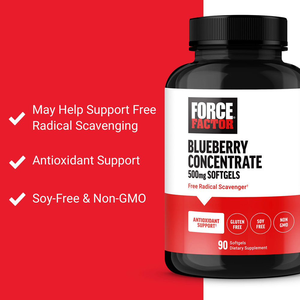 Force Factor, концентрат голубики, 500 мг, 90 капсул