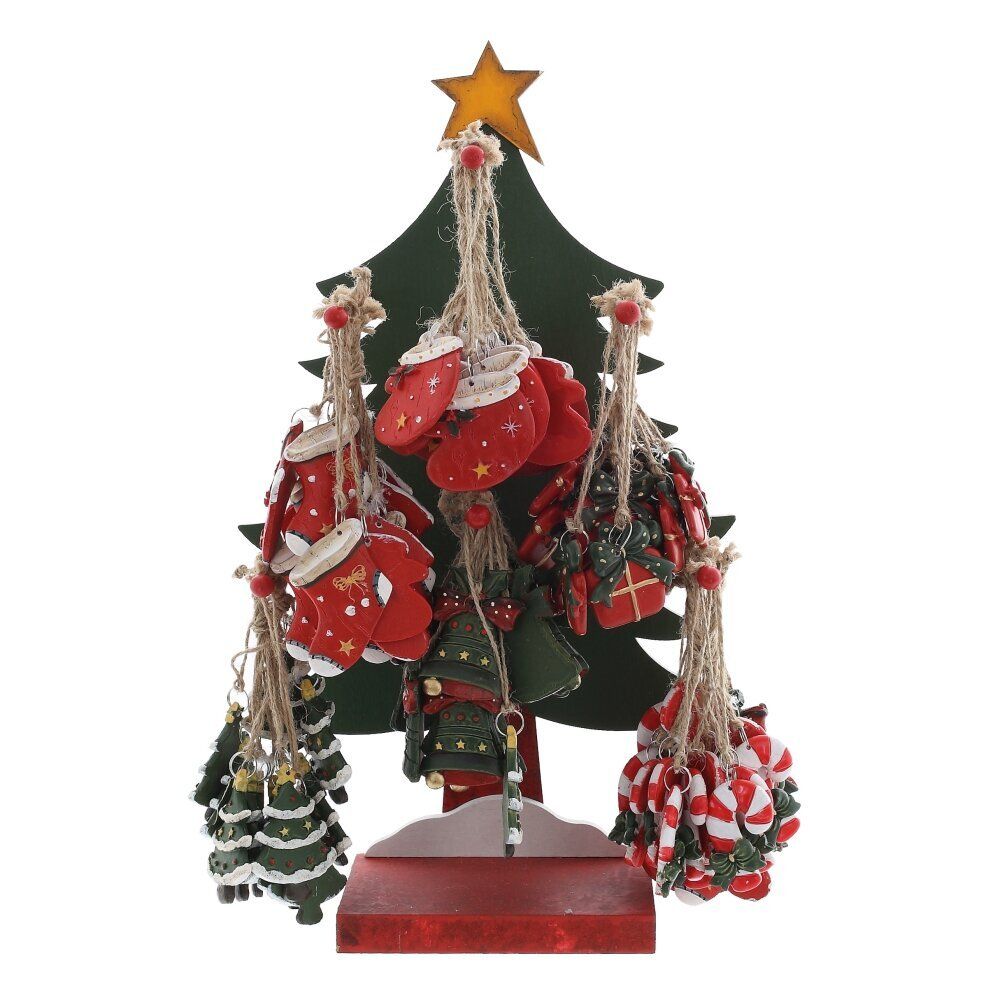 GAEM Набор из 96 шт Украшение новогоднее ассорти на подставке "Ёлка, L23,5 W9 H40 см