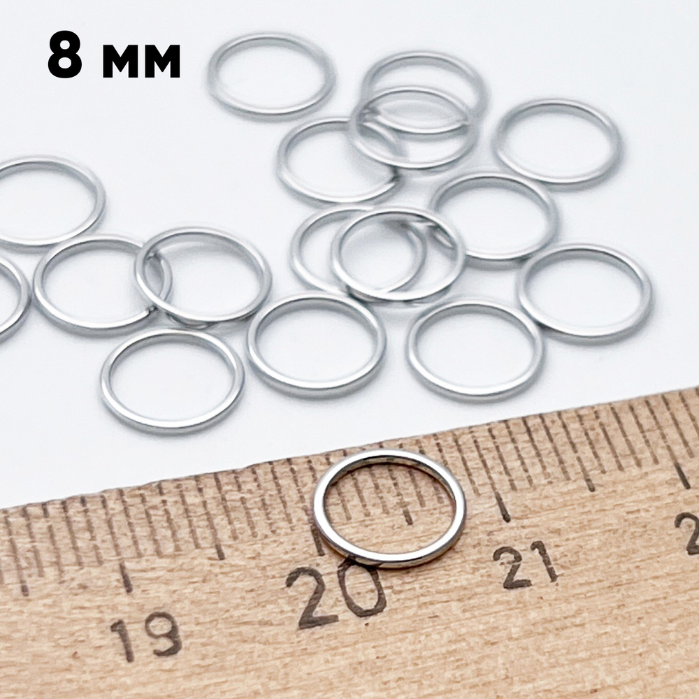 Кольцо неразъемное, цвет серебро (родий), размер 8*1 мм, цена за 1 шт