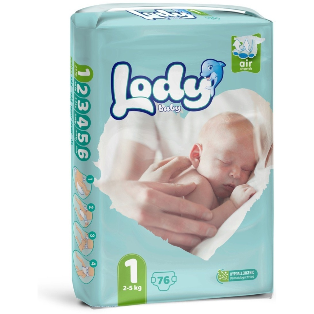 Подгузники Lody №1(2-5кг) 76 шт