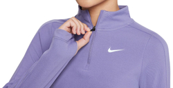 Футболка для мальчика теннисная Nike Girls Dri-FIT Long-Sleeve 1/4-Zip Top - пыльный аметист/белый