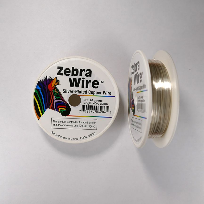 Проволока серебристая с медным сердечником Zebra Wire, 0,32 мм, посеребренная, 36 м