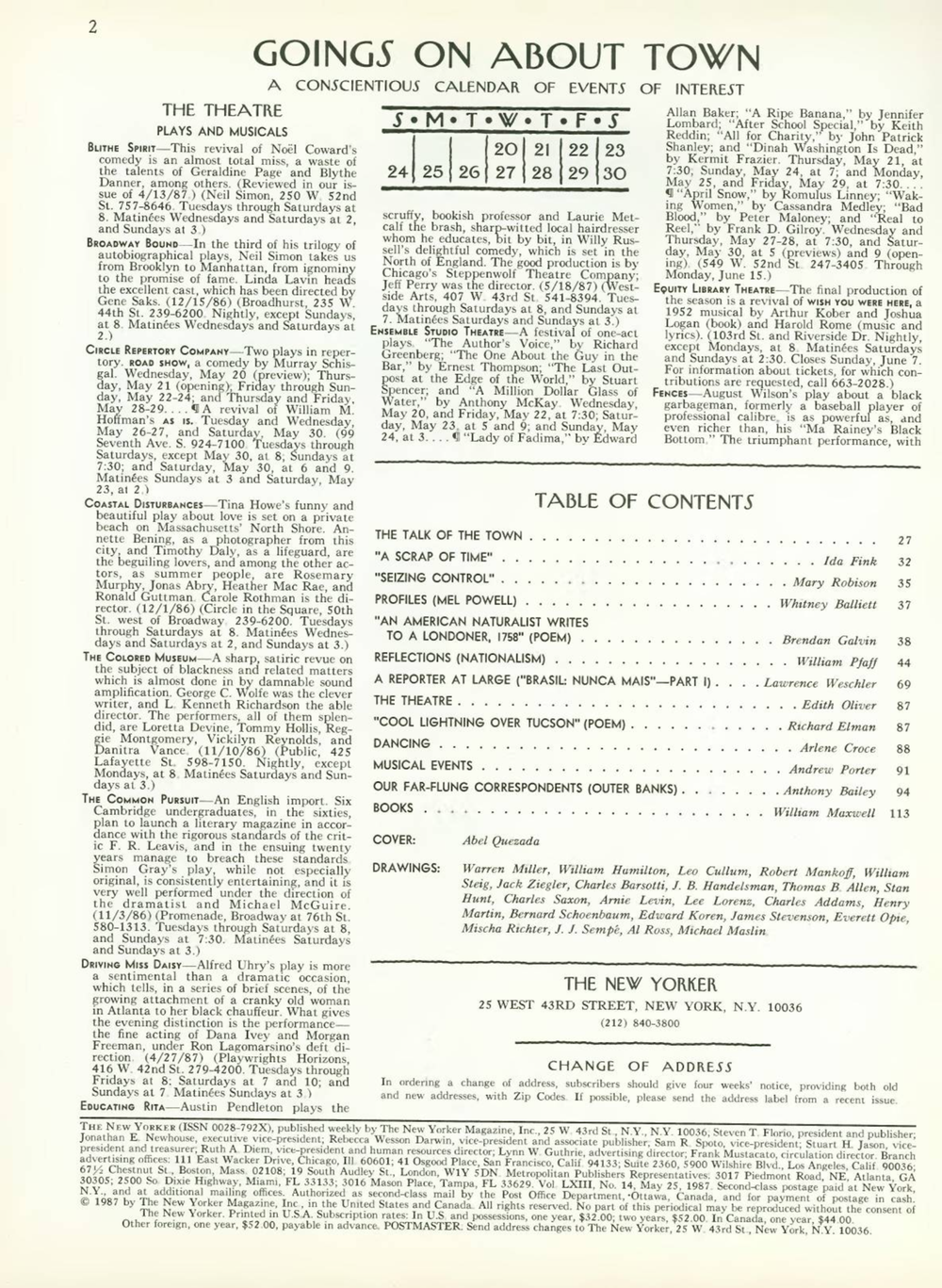 Журнал The New Yorker 25-05-1987