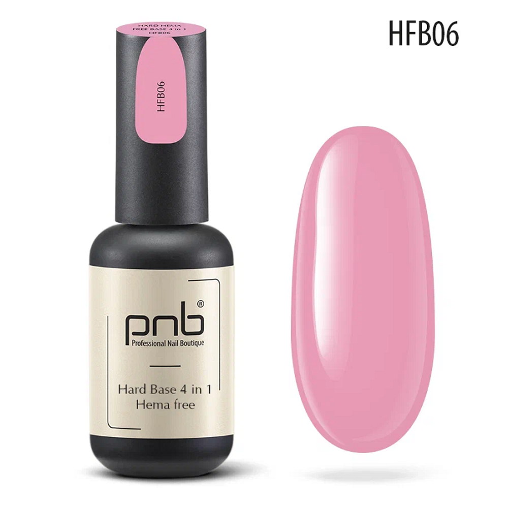 База PNB без содержания HEMA UV/LED Hard Hema Free HFB06 8мл кремово-розовый