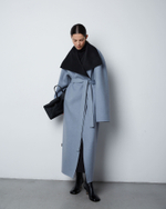 Пальто двустороннее из шерсти Берберри черно-голубой