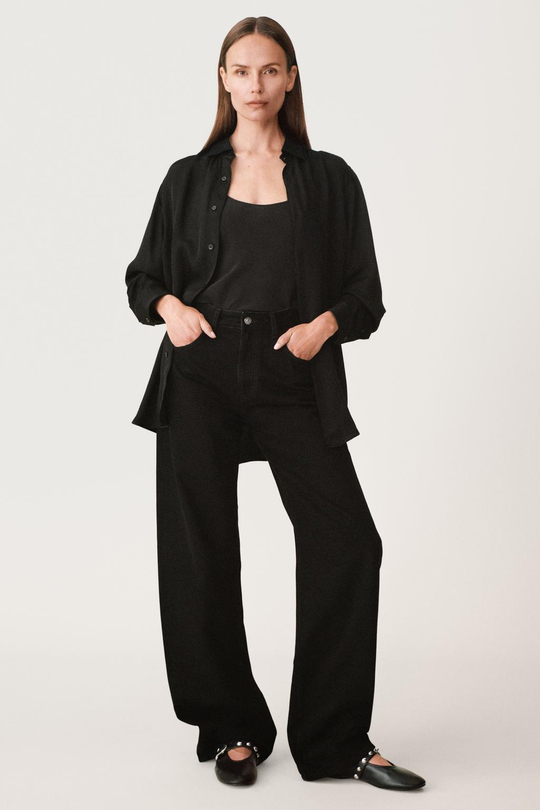 ZARA РУБАШКА ОВЕРСАЙЗ ИЗ ПОПЛИНА — 50TH ANNIVERSARY, ЧЕРНЫЙ