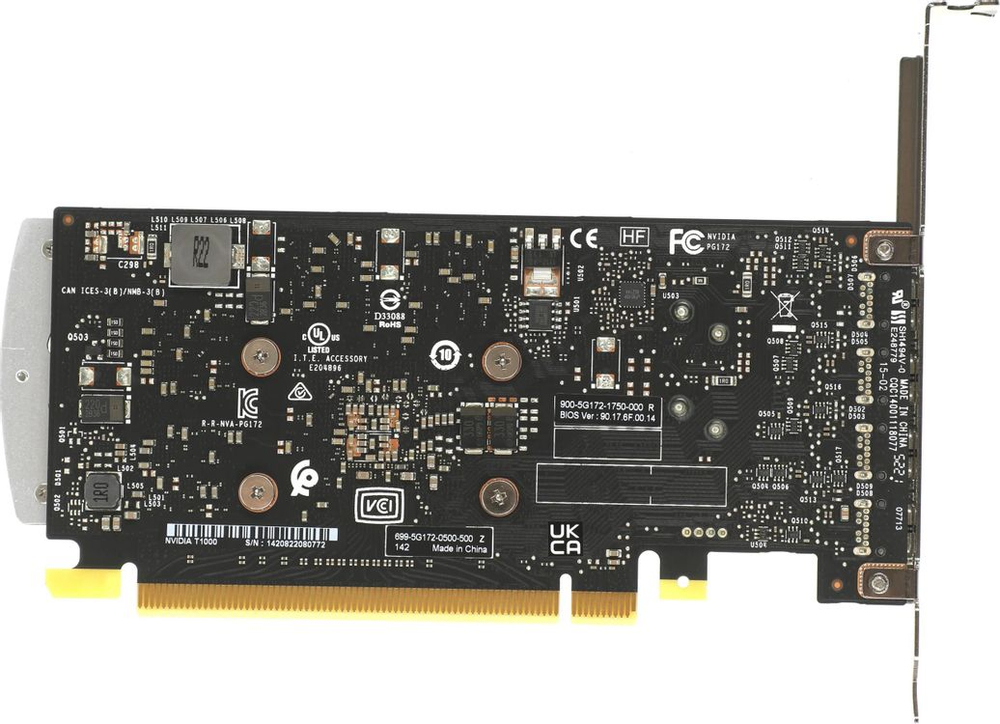 Видеокарта PNY NVIDIA  T1000 T1000 4ГБ GDDR6, Low Profile,  Bulk [vcnt1000-sb]