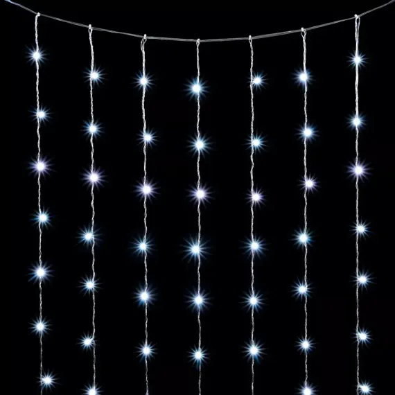 Светодиодный мерцающий облегченный занавес 2*3 м, 220V., 600 холодных белых LED ламп, прозрачный ПВХ, Beauty Led (PCL600NOTBL-10-2W)