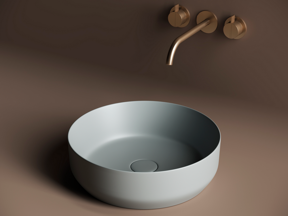 Умывальник чаша накладная круглая (цвет Антрацит Матовый) Element 390x390x120мм